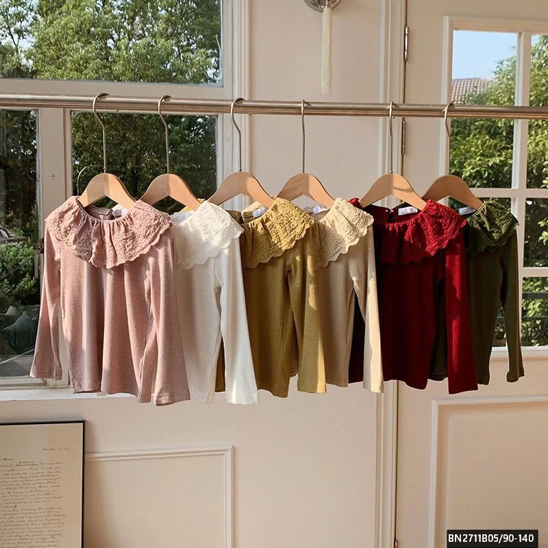 ÁO THUN DÀI TAY PHỐI REN CỔ BG