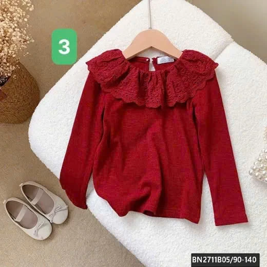 ÁO THUN DÀI TAY PHỐI REN CỔ BG