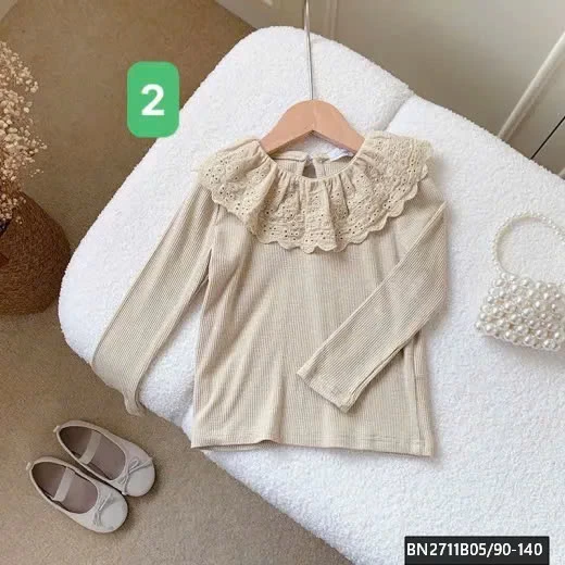 ÁO THUN DÀI TAY PHỐI REN CỔ BG