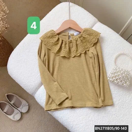 ÁO THUN DÀI TAY PHỐI REN CỔ BG