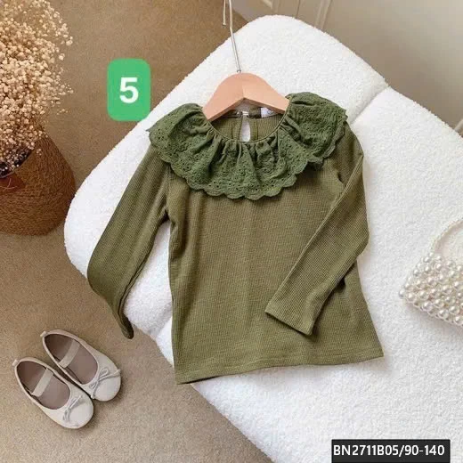 ÁO THUN DÀI TAY PHỐI REN CỔ BG