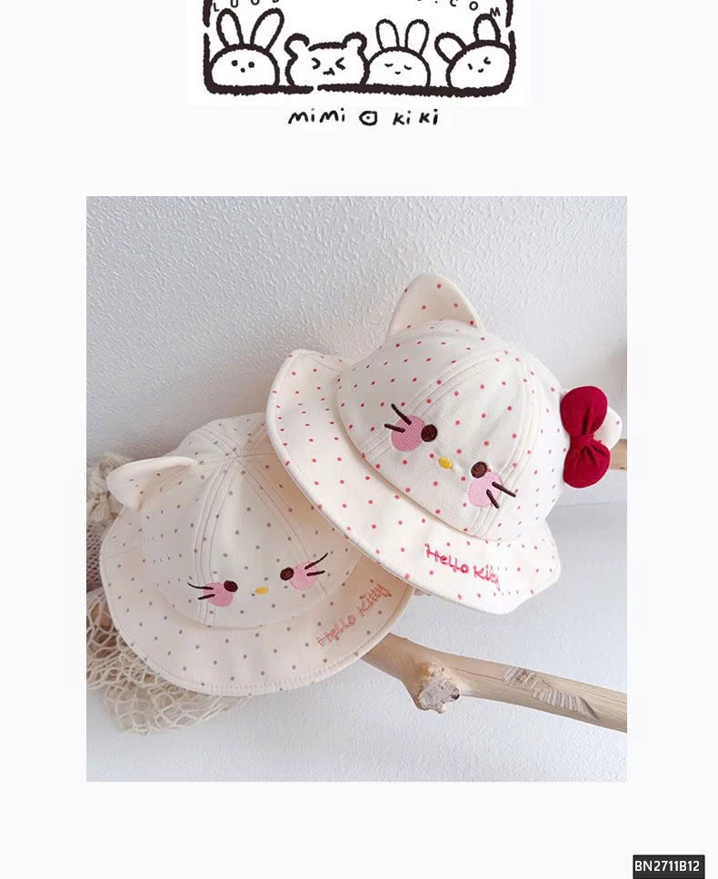 MŨ CHẤM BI KITTY CHO BÉ