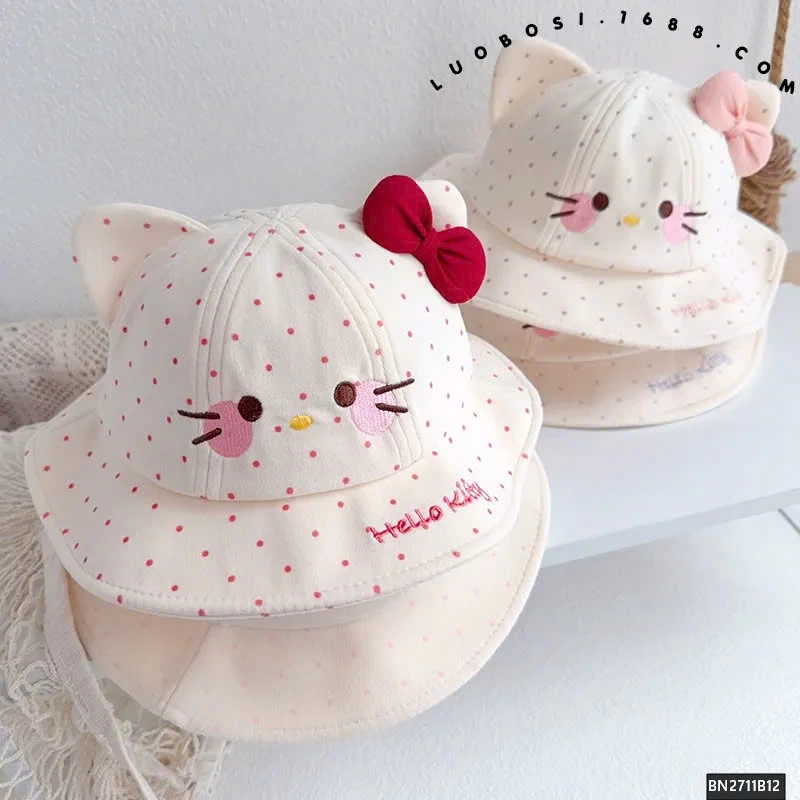 MŨ CHẤM BI KITTY CHO BÉ