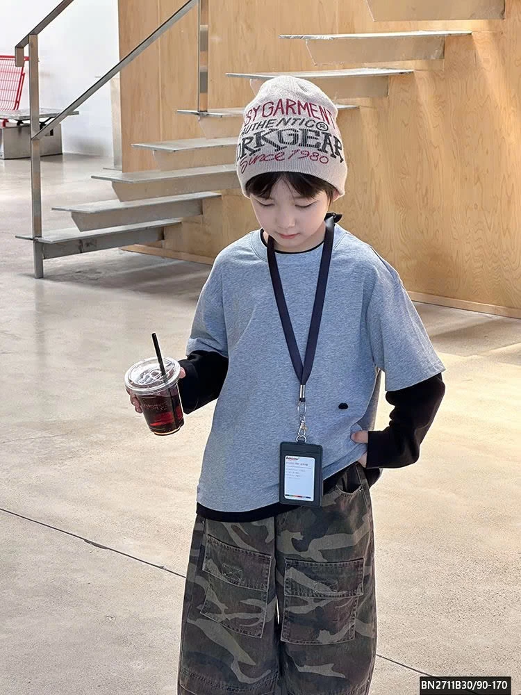 ÁO THUN XÁM TAY NỐI AMBB  25G113