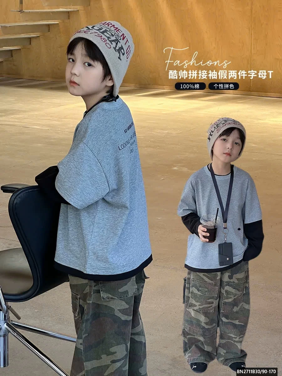 ÁO THUN XÁM TAY NỐI AMBB  25G113