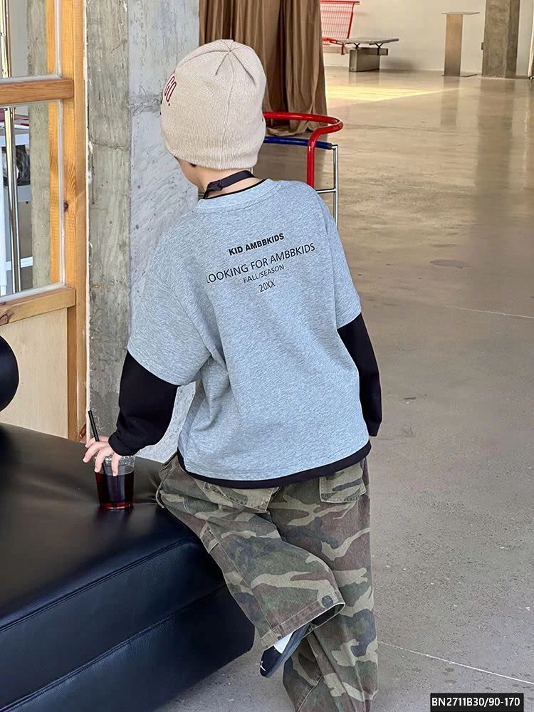 ÁO THUN XÁM TAY NỐI AMBB  25G113