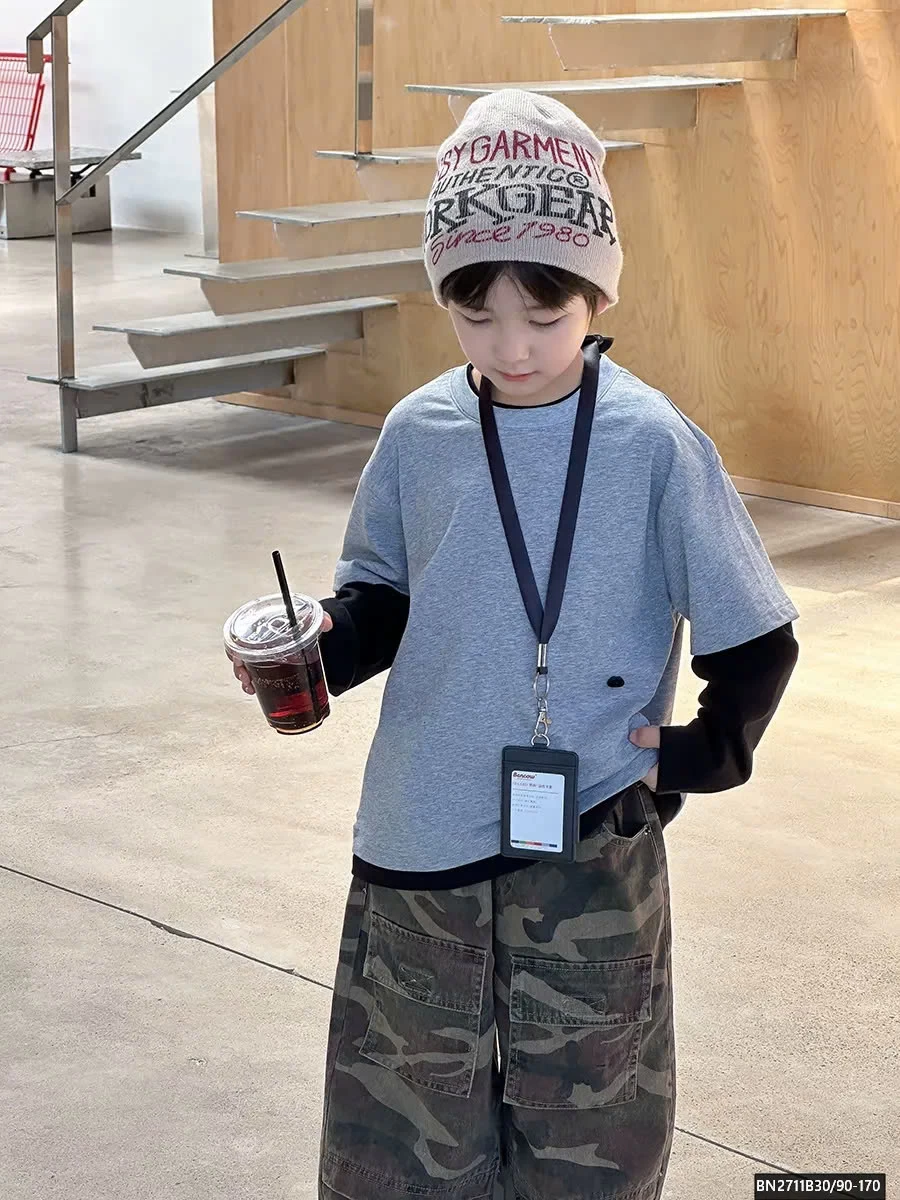 ÁO THUN XÁM TAY NỐI AMBB  25G113