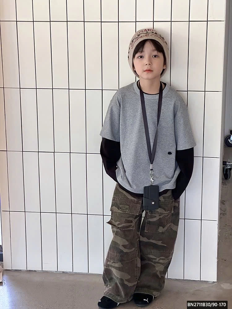 ÁO THUN XÁM TAY NỐI AMBB  25G113