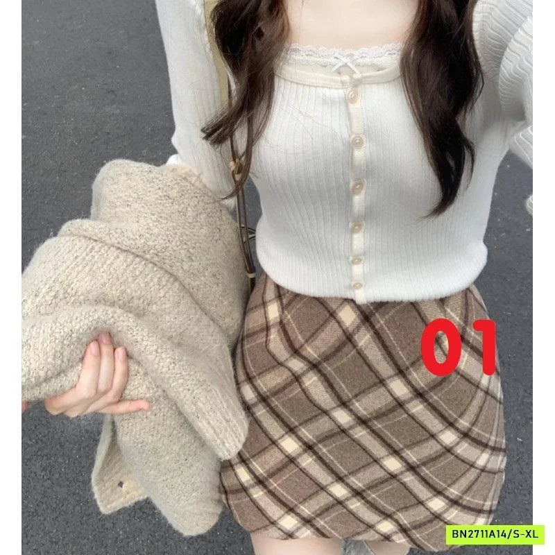 CHÂN VÁY DẠ CHỮ A CARO