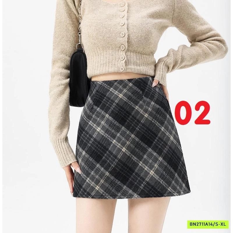 CHÂN VÁY DẠ CHỮ A CARO