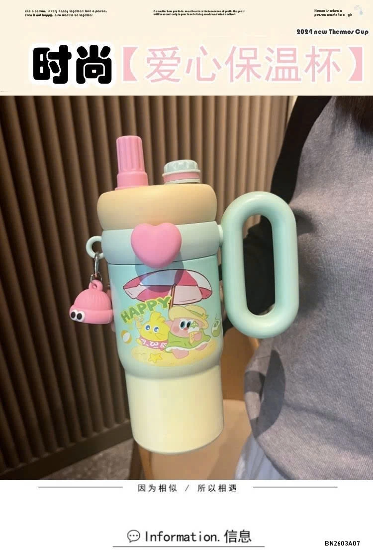 CỐC GIỮ NHIỆT DỄ THƯƠNG CÓ TAY CẦM