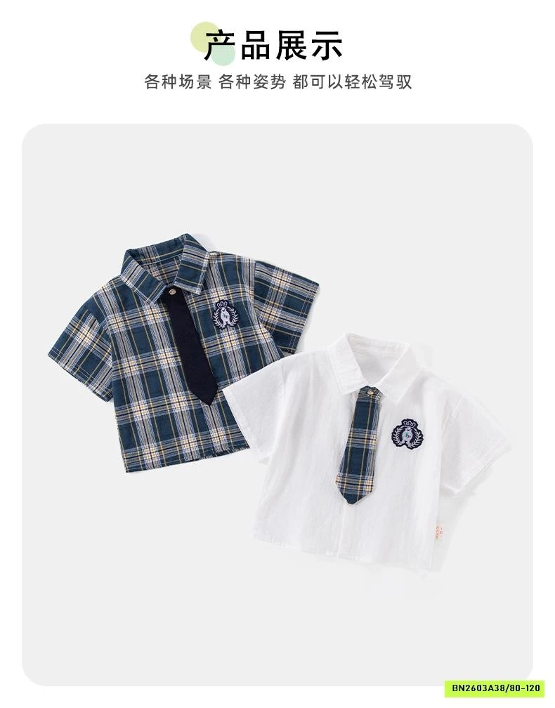 ÁO SƠ MI CỘC BÉ TRAI KÈM CÀ VẠT