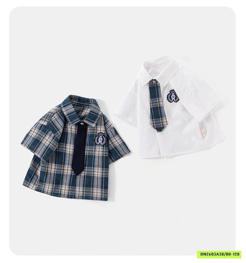 ÁO SƠ MI CỘC BÉ TRAI KÈM CÀ VẠT