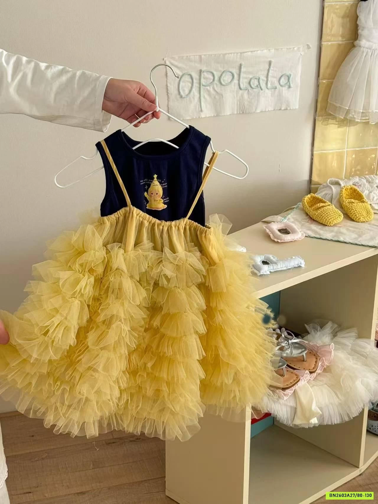 ĐẦM TUTU VÀNG 2 DÂY MIX ÁO SÁT NÁCH