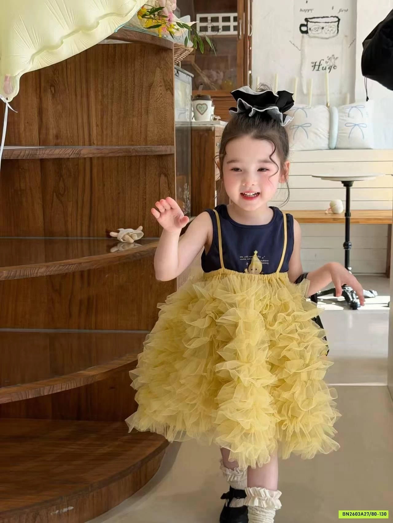 ĐẦM TUTU VÀNG 2 DÂY MIX ÁO SÁT NÁCH