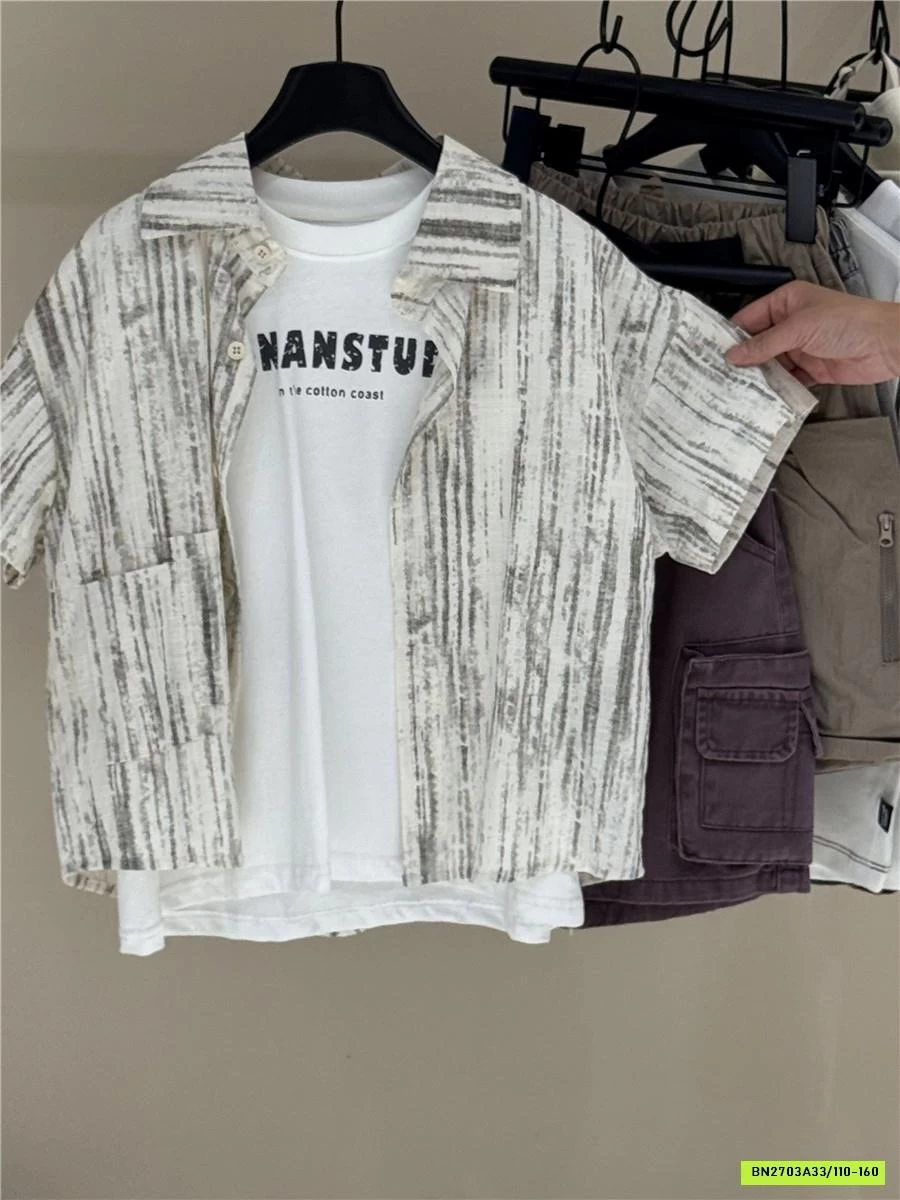 SƠ MI SỌC NGẮN TAY XUẤT HÀN