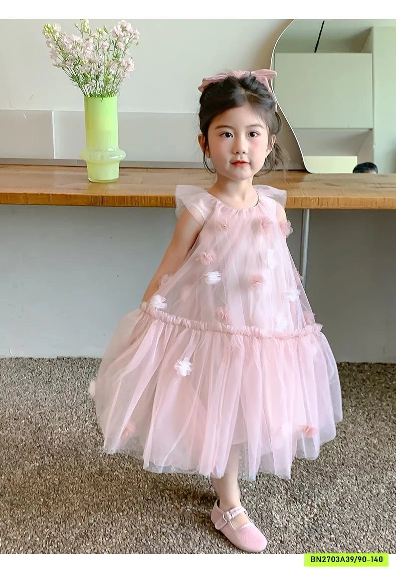 ĐẦM VOAN HOA HỒNG