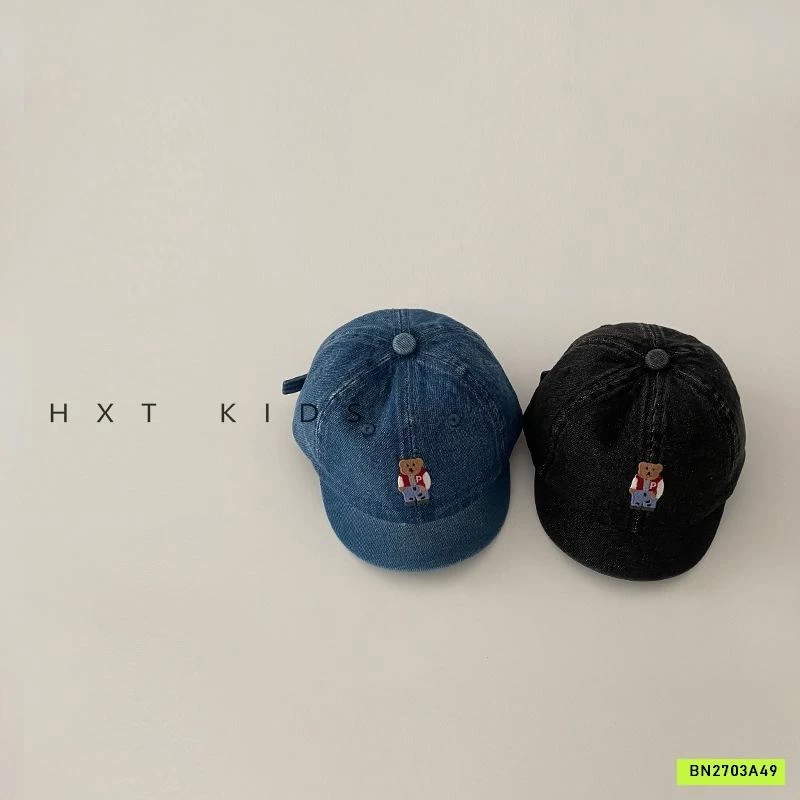 MŨ KẾT JEANS THÊU GẤU BEAR