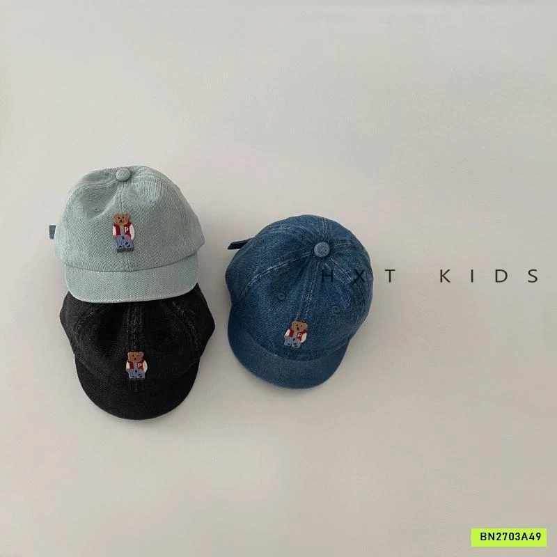 MŨ KẾT JEANS THÊU GẤU BEAR