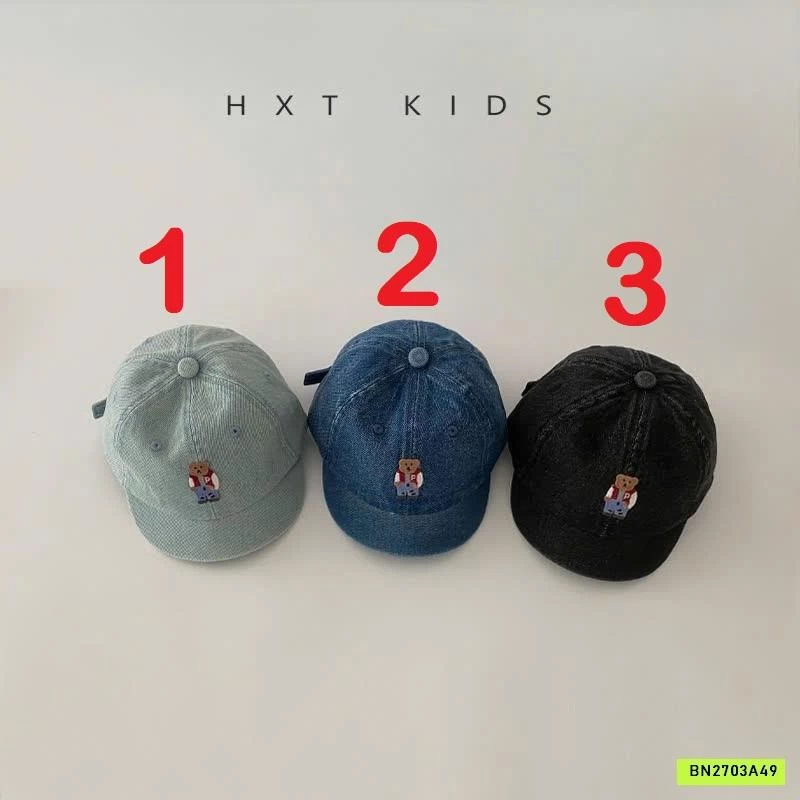 MŨ KẾT JEANS THÊU GẤU BEAR