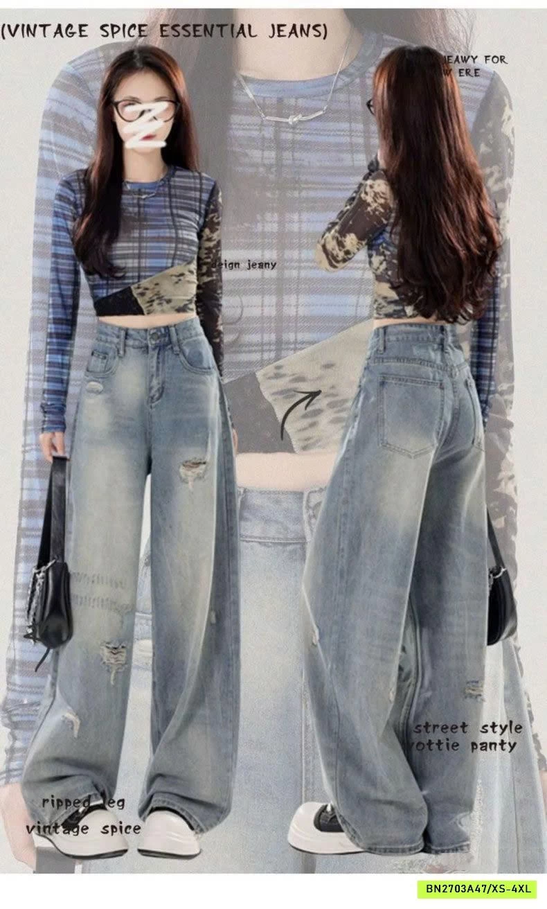 QUẦN JEAN ỐNG SUÔNG XANH