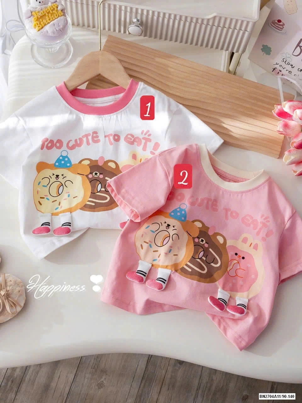 ÁO THUN CỘC TAY BÉ GÁI