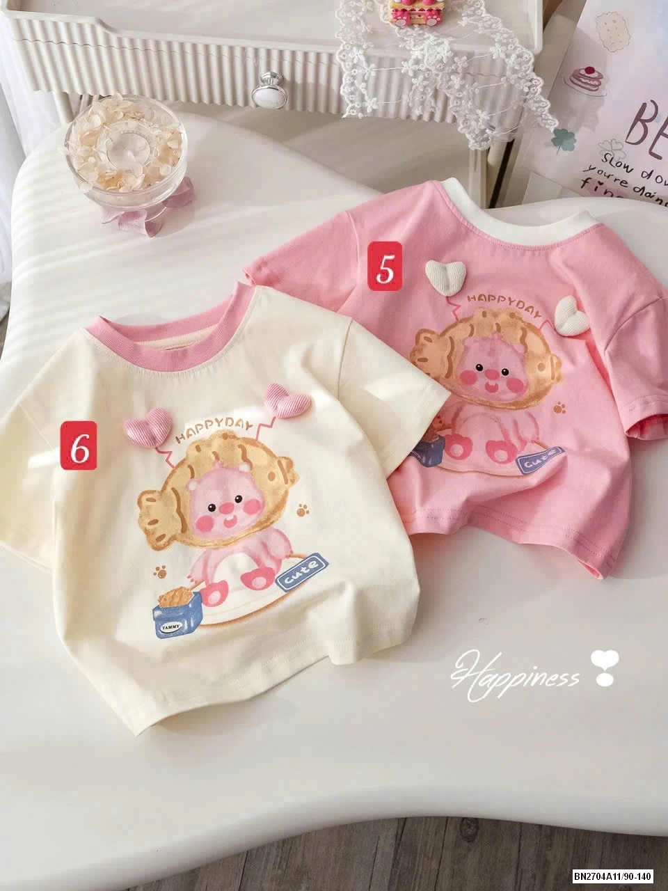 ÁO THUN CỘC TAY BÉ GÁI