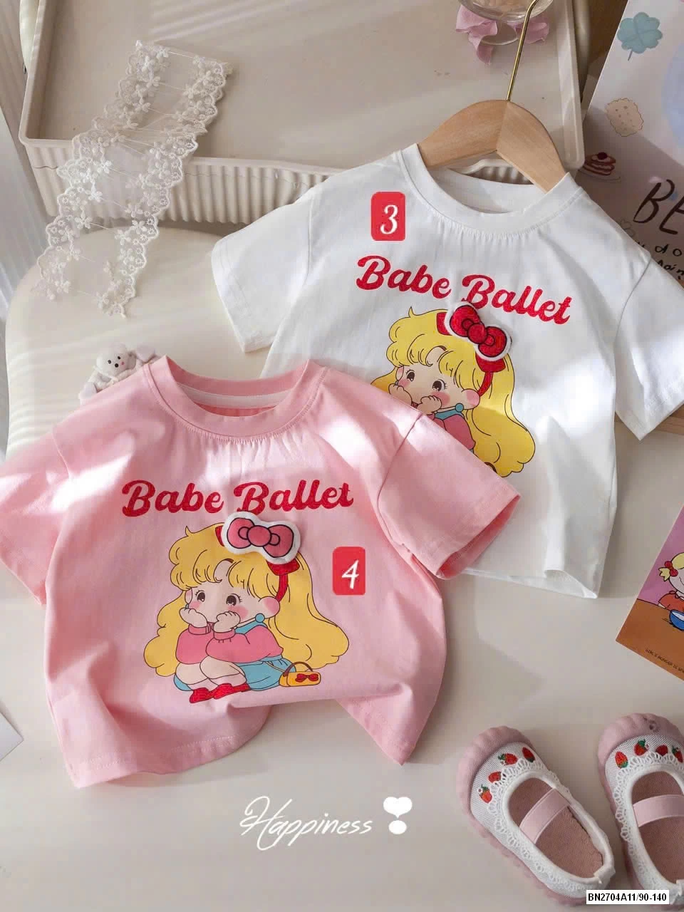 ÁO THUN CỘC TAY BÉ GÁI