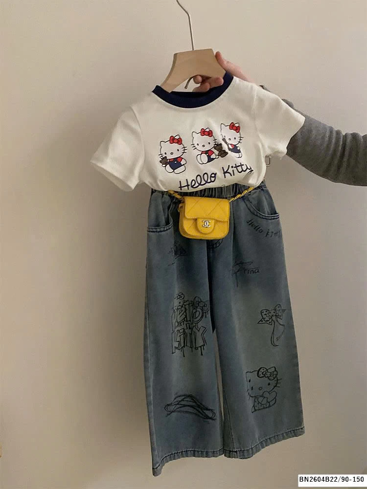 SÉT ÁO THUN MIX QUẦN JEAN  KITTY