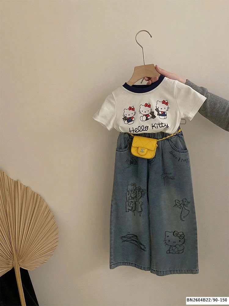 SÉT ÁO THUN MIX QUẦN JEAN  KITTY