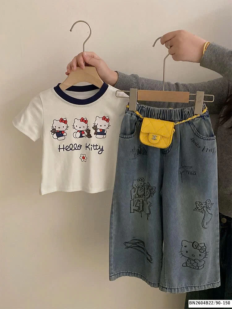 SÉT ÁO THUN MIX QUẦN JEAN  KITTY