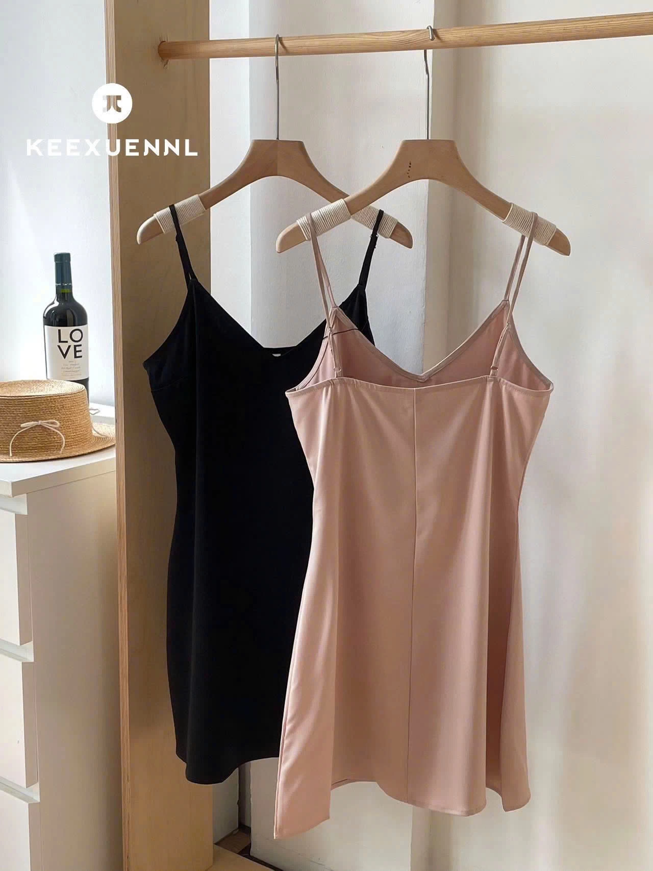 VÁY NGỦ 2 DÂY SA TANH KEEXUENNL