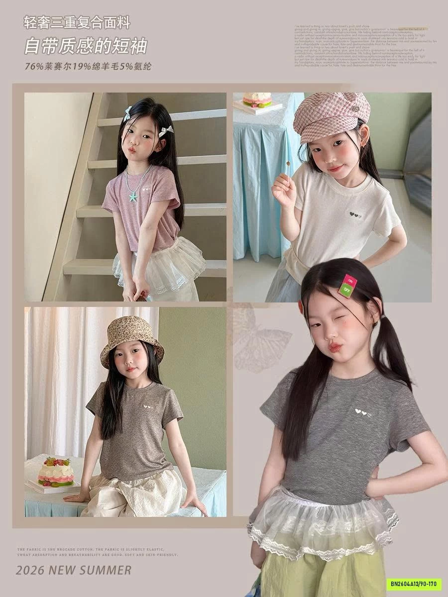 ÁO THUN THÊU TRÁI TIM 26B243 AMBB