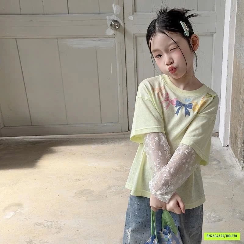 ÁO THUN MỎNG PHỐI TAY REN 26B072 AMBB