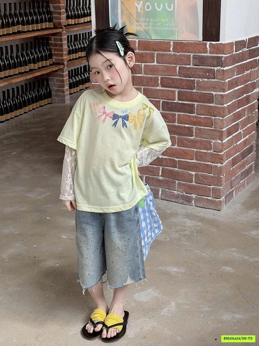 ÁO THUN MỎNG PHỐI TAY REN 26B072 AMBB