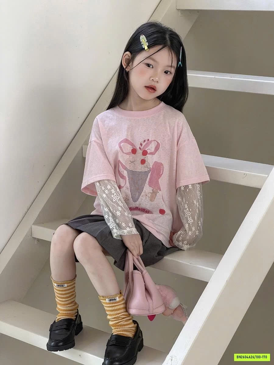 ÁO THUN MỎNG PHỐI TAY REN 26B072 AMBB