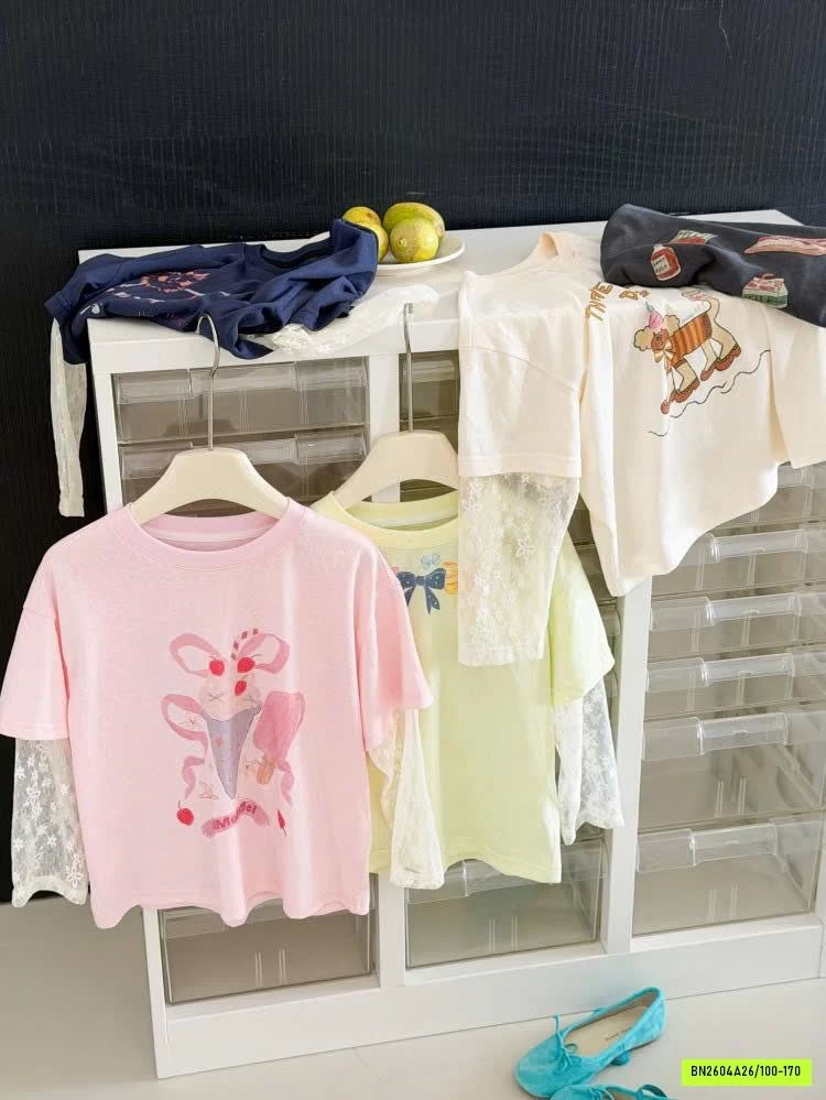 ÁO THUN MỎNG PHỐI TAY REN 26B072 AMBB