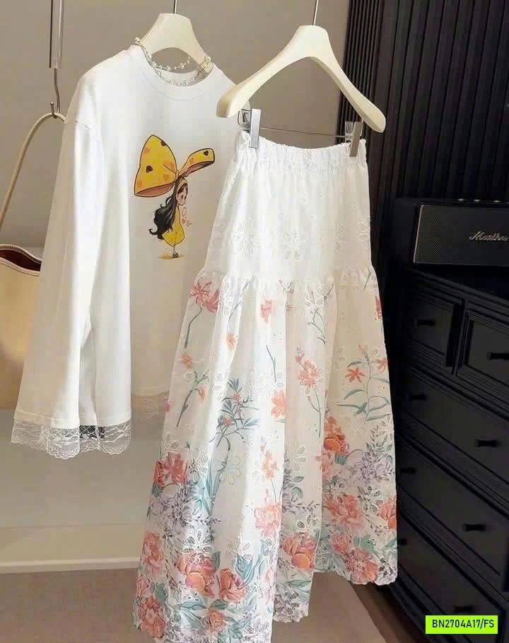 CHÂN VÁY HOA PHỐI REN ANNA