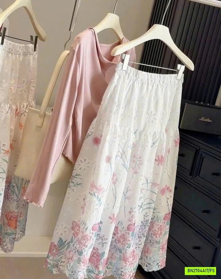 CHÂN VÁY HOA PHỐI REN ANNA