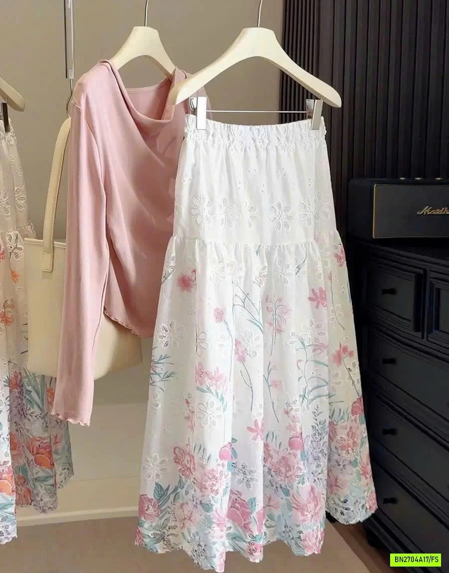 CHÂN VÁY HOA PHỐI REN ANNA