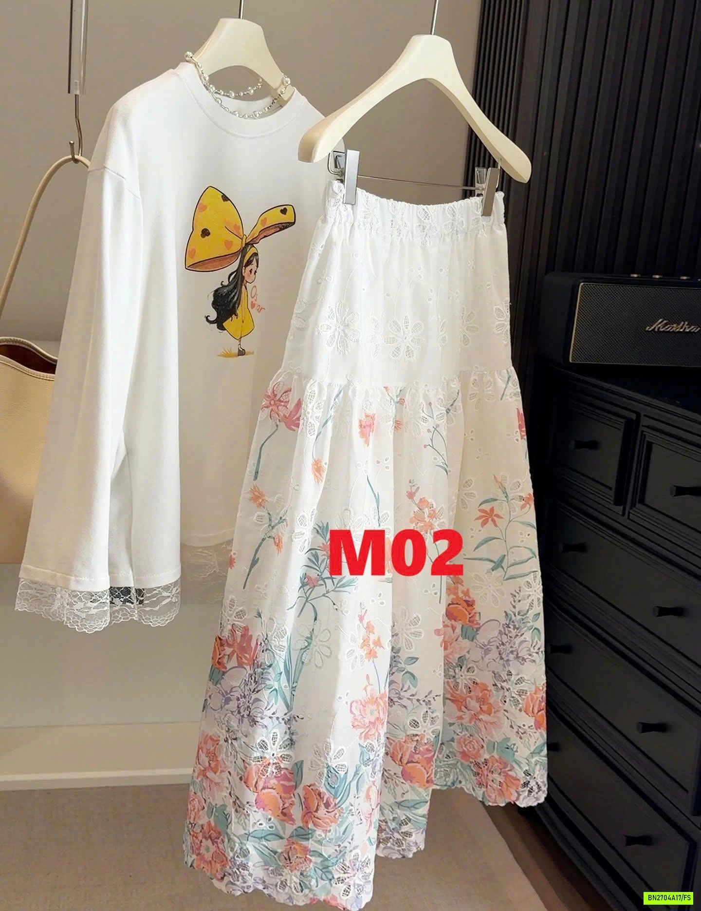 CHÂN VÁY HOA PHỐI REN ANNA