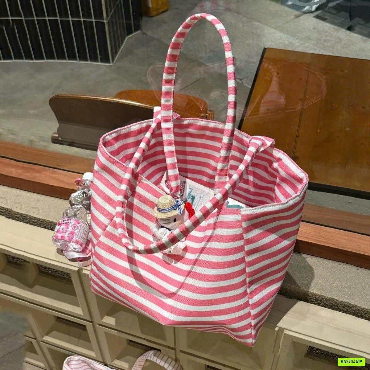 TÚI TOTE KẺ TONE HỒNG