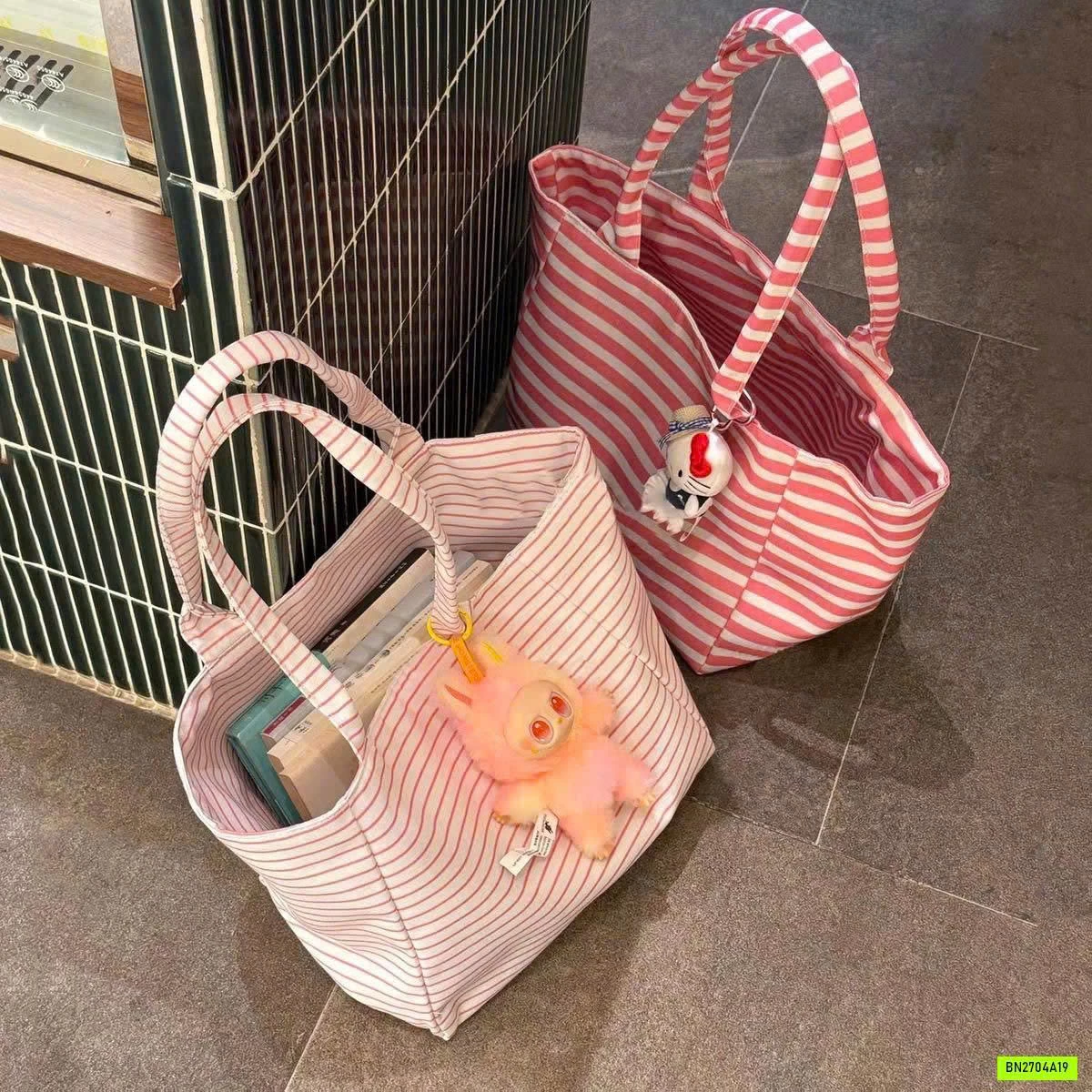 TÚI TOTE KẺ TONE HỒNG