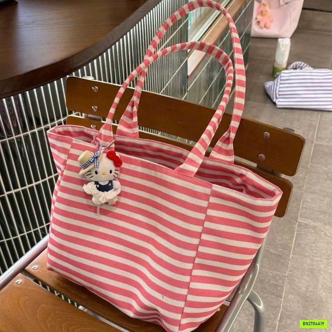 TÚI TOTE KẺ TONE HỒNG