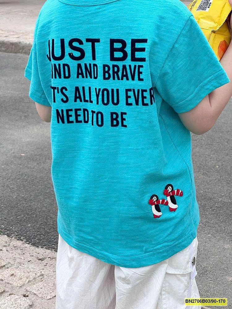 ÁO THUN CHỮ CỘC TAY  COTTON XƯỚC AMBB 25C071