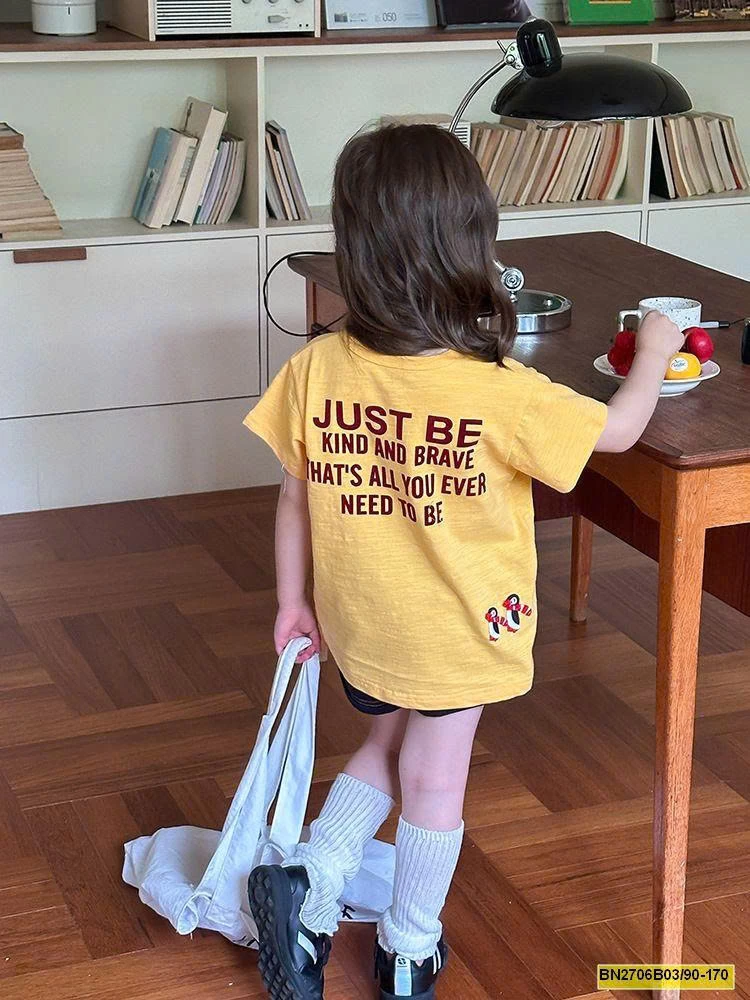 ÁO THUN CHỮ CỘC TAY  COTTON XƯỚC AMBB 25C071