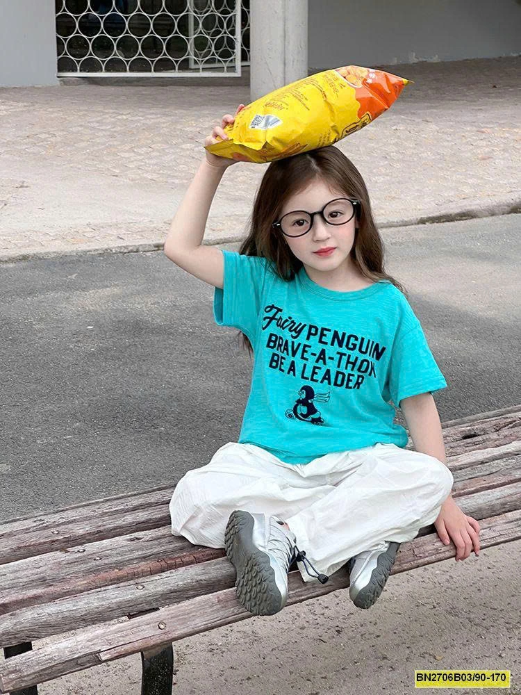 ÁO THUN CHỮ CỘC TAY  COTTON XƯỚC AMBB 25C071