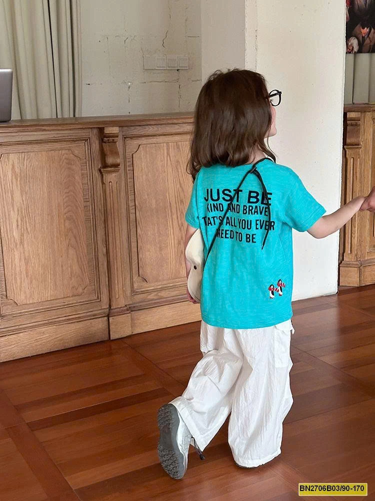 ÁO THUN CHỮ CỘC TAY  COTTON XƯỚC AMBB 25C071