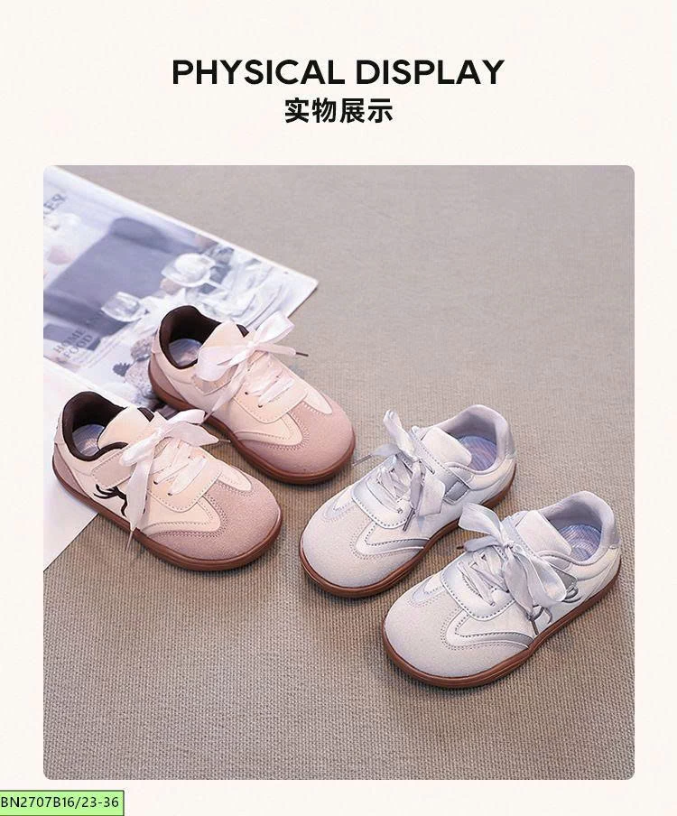 Giày sneaker bé gái đính nơ