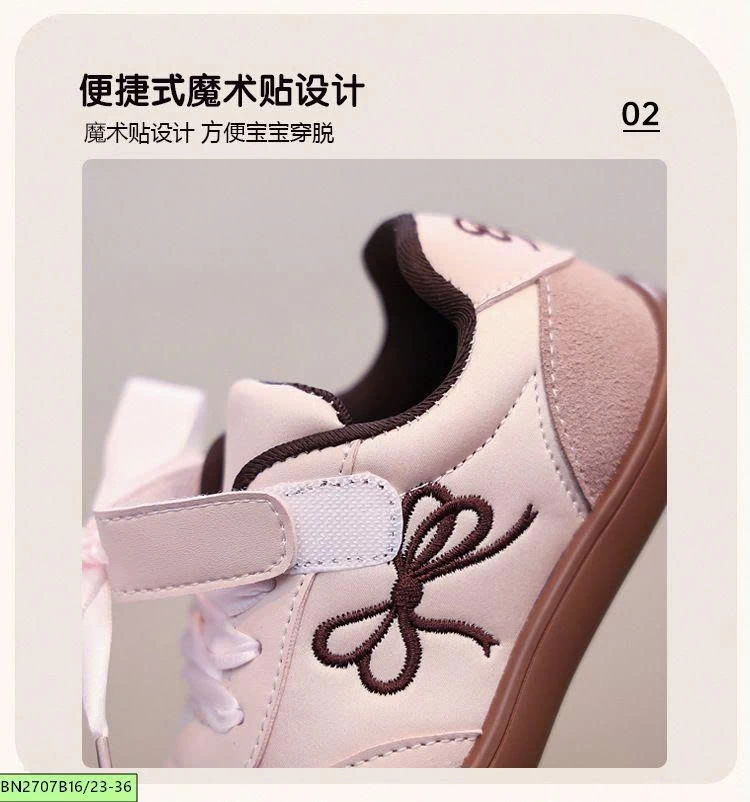 Giày sneaker bé gái đính nơ